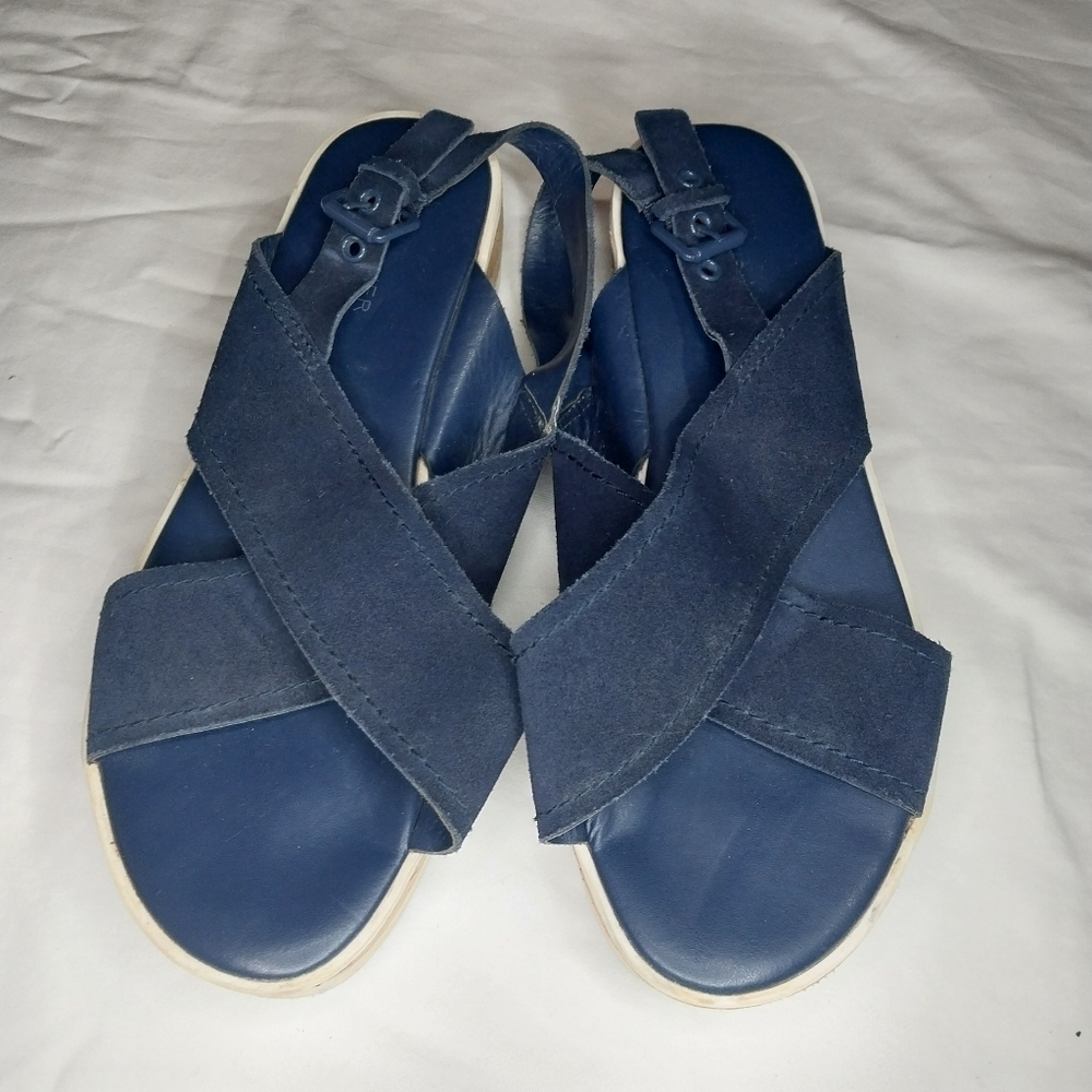 Marc Fisher Glitze Wedge Sport Lug Sole Slingback Navy Sandal Size 8 1/2